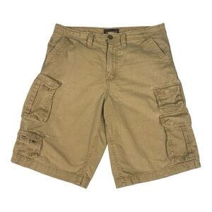 Men's No Boundaries Tan Khaki Utility Cargo Shorts Outdoors Y2K Size 34